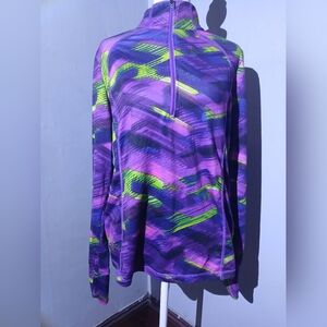Xersion Purple & Green Long Sleeve Top • Activewear • Size L